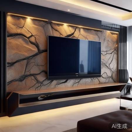现代家居新宠，岩板电视墙