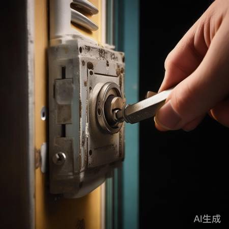 取出旧锁芯，小心操作