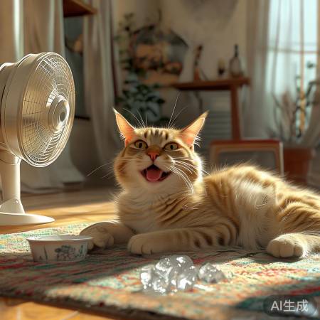 猫咪夏日无空调，问题不大