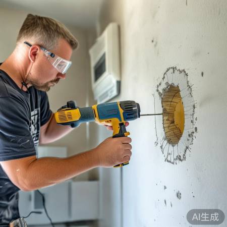 电钻精准打孔,空调安装位匹配