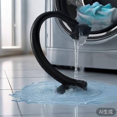 “黑色软管塞防溅,洗衣更安心”